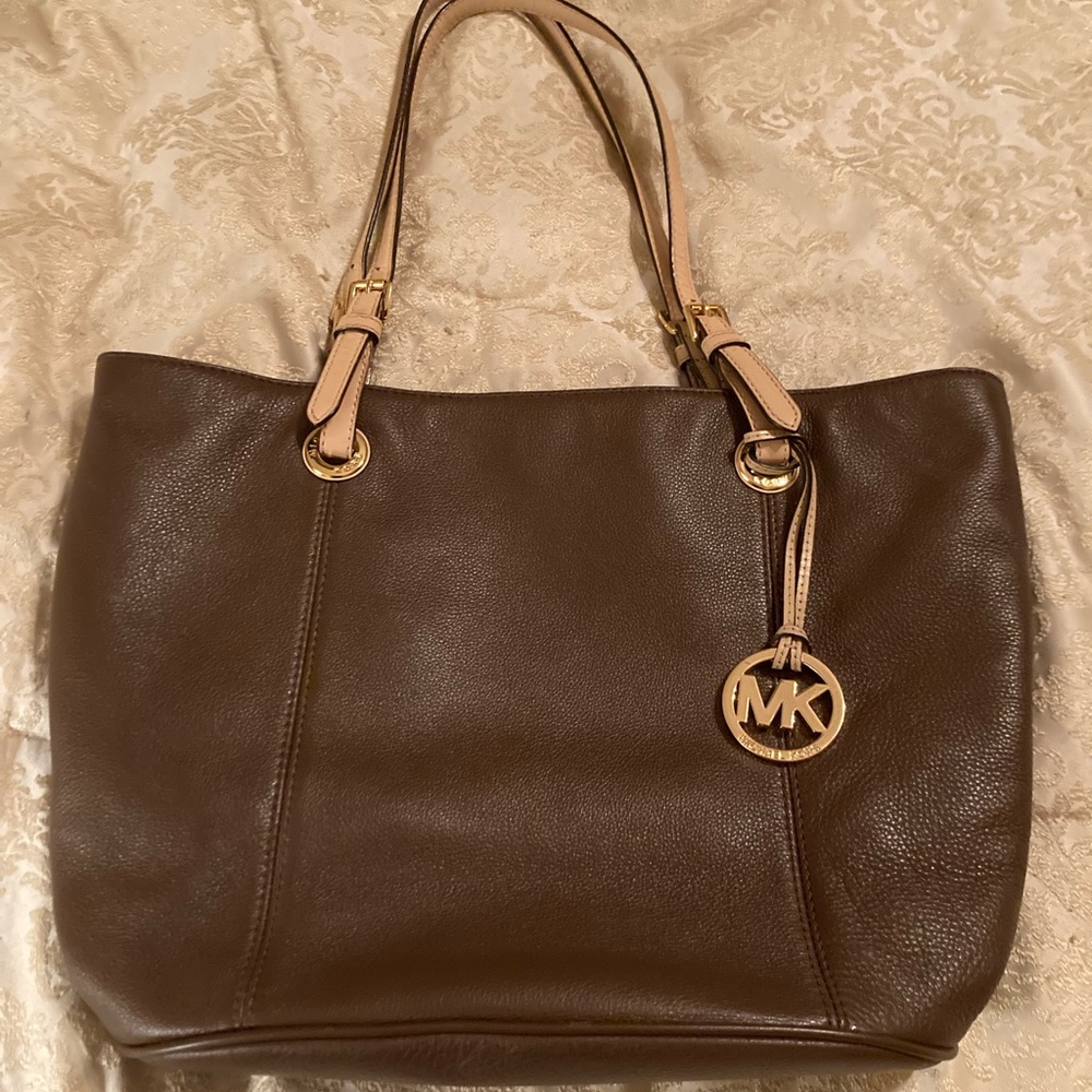 Michael kors leather brown tote